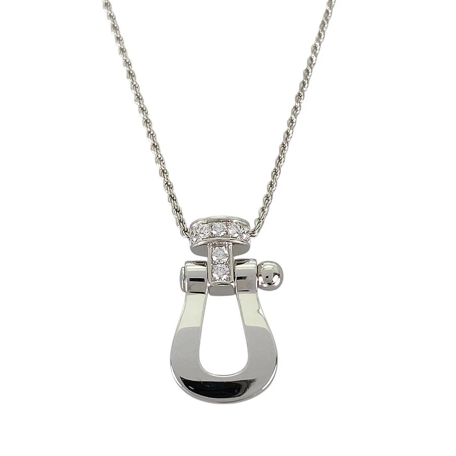FRED FORCE WHITE GOLD DIAMOND NECKLACE: FRED Force White gold Diamond Necklace Brand: FRED Type/Style: Necklace Material: 18K White Gold Color: Silver Size: Top size:22.0mmx13.2mm Necklace full length:50cm Accessories: None Acce