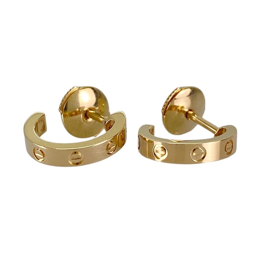 CARTIER MINI LOVE YELLOW GOLD EARRING: Cartier Mini Love Yellow gold Earring Brand: Cartier Type/Style: Earring Material: 18K Yellow Gold Color: Gold Size: Top size:12.5mmx2.7mm Accessories: None Accessories Notice: When purcha