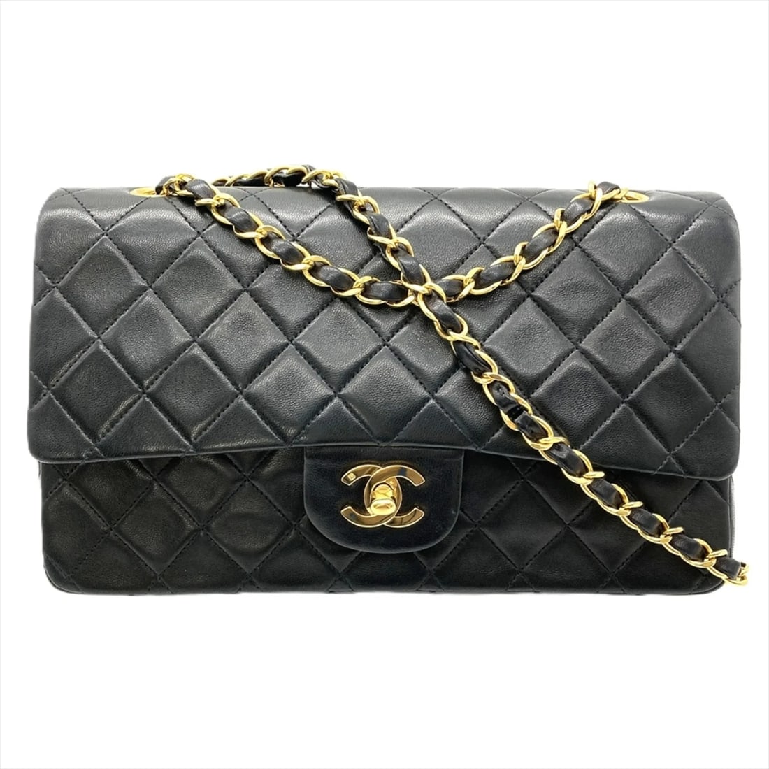 CHANEL CLASSIC HANDBAG, LAMBSKIN, BLACK: Chanel Classic Handbag, Lambskin, Black Brand: Chanel Type/Style: Handbag Material: None Color: Black Size: (HxWxD) 15.5cm x 25.5cm x 7cm / 6.1inch x 10.03inch x 2.75inch Accessories: None