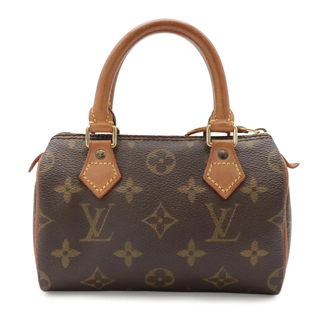 LOUIS VUITTON MONOGRAM MINI SPEEDY HANDBAG: LOUIS VUITTON Monogram Mini Speedy Handbag Brand: Louis Vuitton Type/Style: Handbag, Pouch Material: Monogram , Canvas , PVC , Coated canvas Color: Brown Size: (HxWxD) 10cm x 16cm x 7.5cm / 3.93inch