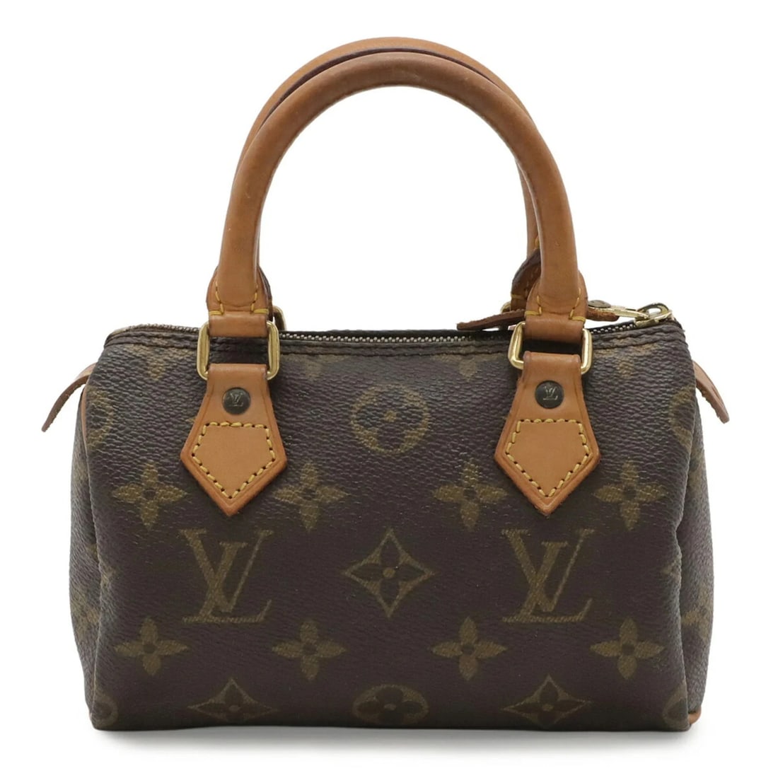 LOUIS VUITTON MONOGRAM MINI SPEEDY HANDBAG: LOUIS VUITTON Monogram Mini Speedy Handbag Brand: Louis Vuitton Type/Style: Handbag, Pouch Material: Monogram Mini Color: Brown, Monogram, White Size: (HxWxD) 10cm x 16cm x 7cm / 3.93inch x 6.29inch