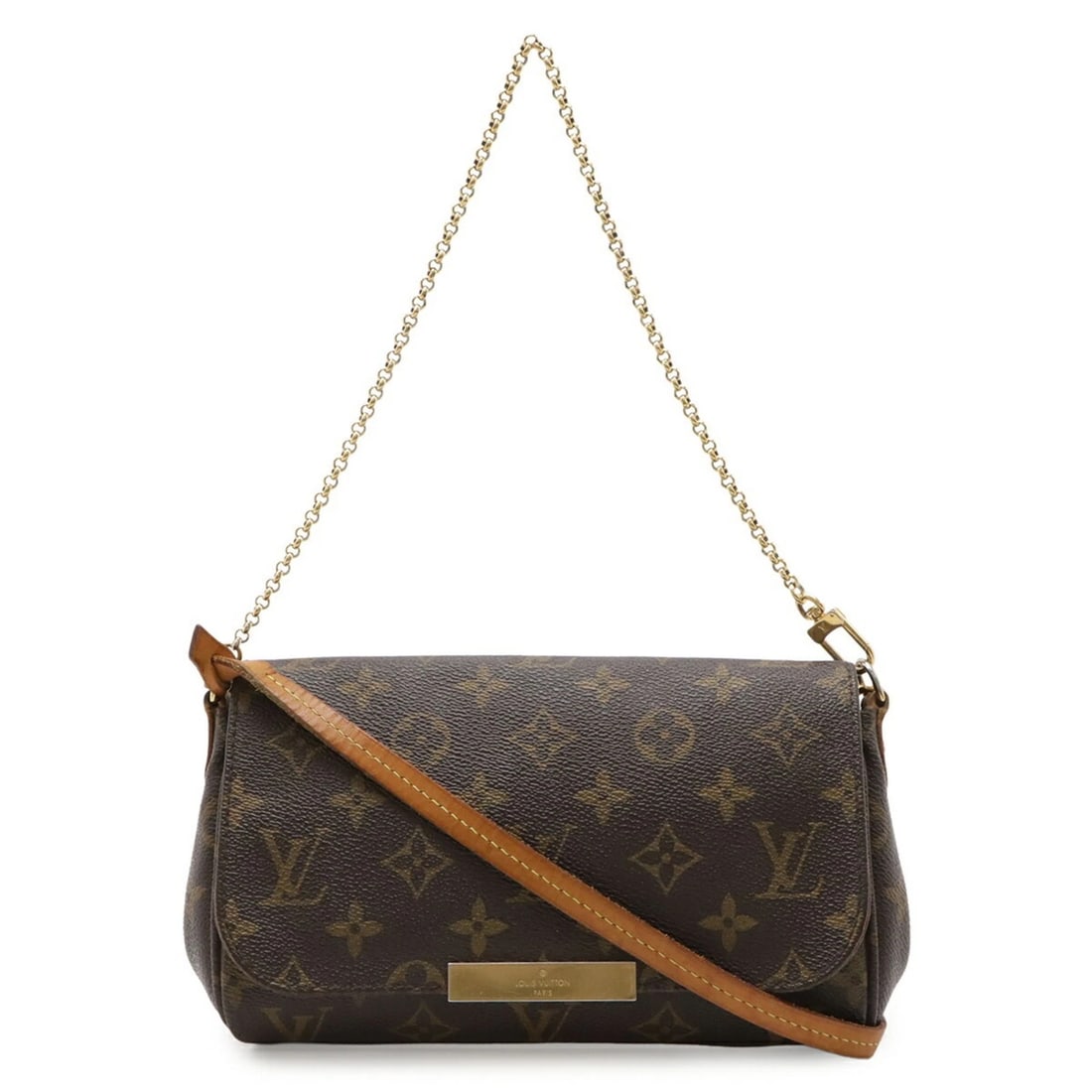 LOUIS VUITTON MONOGRAM FAVORITE PM SHOULDER BAG: LOUIS VUITTON Monogram Favorite PM Shoulder Bag Brand: Louis Vuitton Type/Style: Clutch bag, Pouch, Shoulder bag Material: Monogram , Canvas Color: Brown Size: (HxWxD) 14cm x 21cm x 5cm / 5.51inch x 8