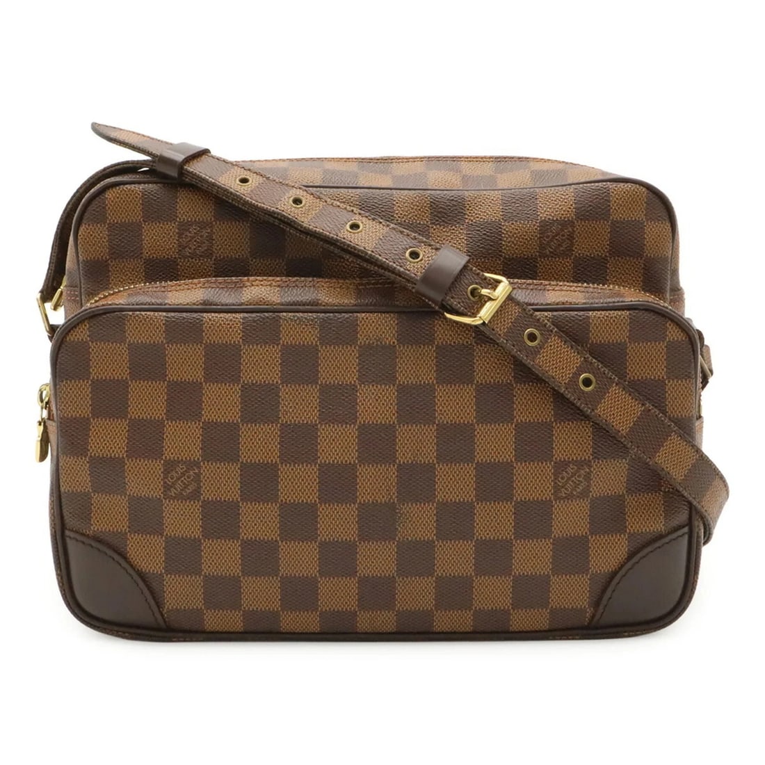 LOUIS VUITTON DAMIER NILE SHOULDER BAG: LOUIS VUITTON Damier Nile Shoulder Bag Brand: Louis Vuitton Type/Style: Shoulder bag Material: Damier Canvas Color: Brown, Damier Canvas, Galle Size: (HxWxD) 19.5cm x 28cm x 12cm / 7.67inch x 11.02inc