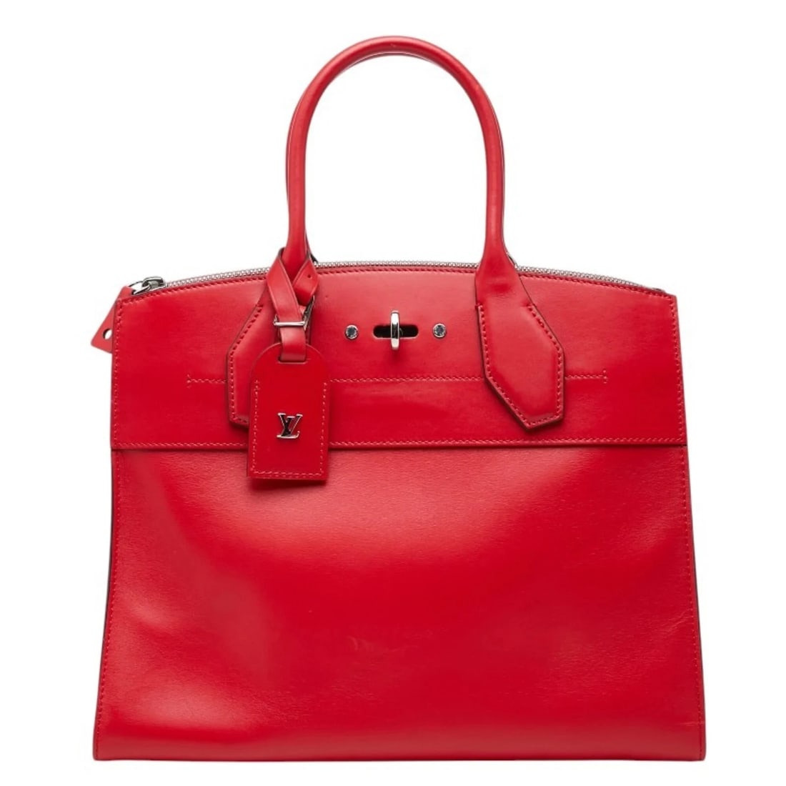 LOUIS VUITTON CITY STEAMER MM HANDBAG: Louis Vuitton City Steamer MM Handbag Brand: Louis Vuitton Type/Style: Handbag Material: Leather Color: Red color Size: (HxWxD) 25.5cm x 31cm x 13.5cm / 10.03inch x 12.2inch x 5.31inch Accessories