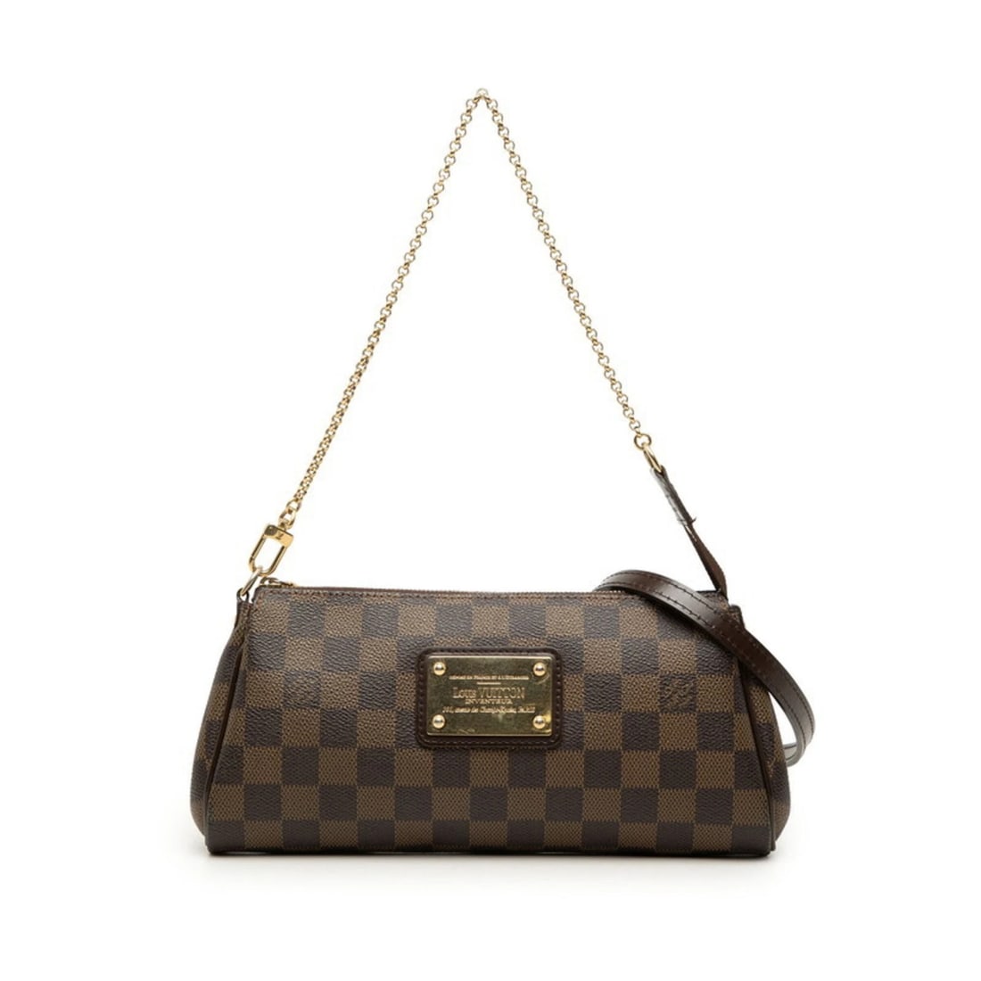 LOUIS VUITTON DAMIER EVA CHAIN HANDBAG: Louis Vuitton Damier Eva Chain Handbag Brand: Louis Vuitton Type/Style: Handbag, Shoulder bag Material: PVC , Leather Color: Brown, Damier Canvas Size: (HxWxD) 12.5cm x 25cm x 4cm / 4.92inch x 9.84inc