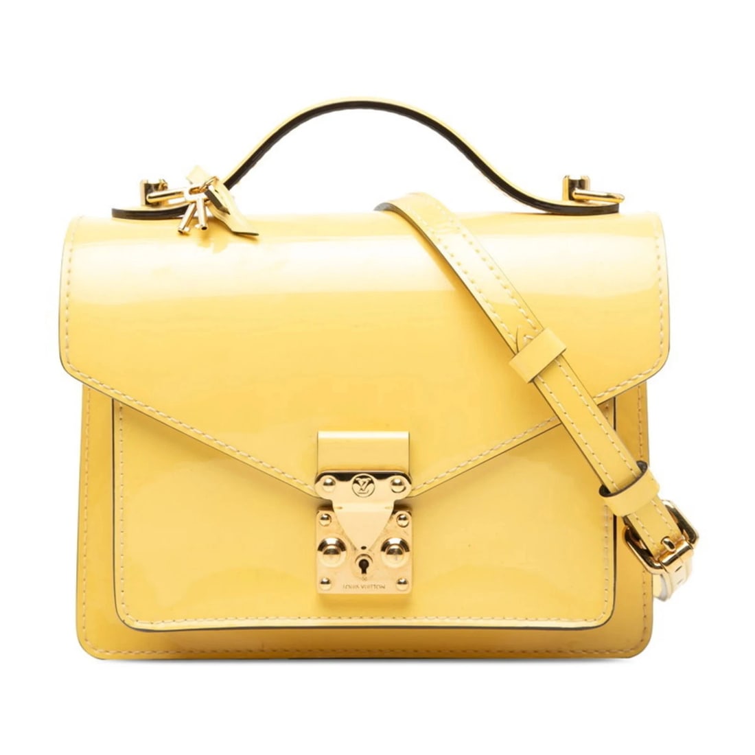 LOUIS VUITTON VERNIS MONCEAU BB HANDBAG/SHOULDER BAG: Louis Vuitton Vernis Monceau BB Handbag/Shoulder Bag Brand: Louis Vuitton Type/Style: Handbag, Shoulder bag Material: Patent leather Color: Yellow Size: (HxWxD) 15cm x 20cm x 8cm / 5.9inch x 7.87inch 