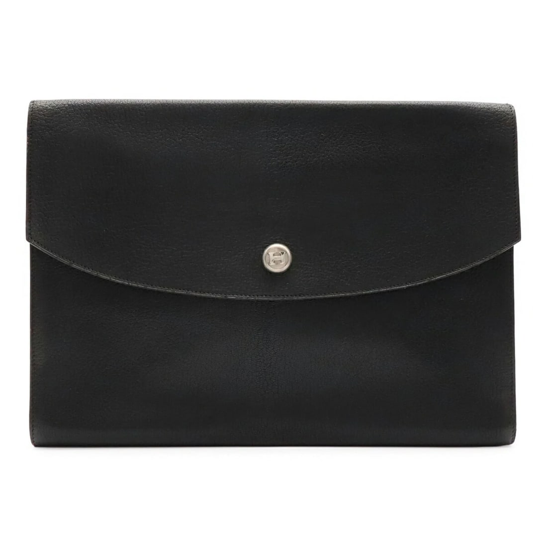 HERMES POCHETTE RIO CLUTCH BAG, SECOND HANDBAG: HERMES Pochette Rio Clutch Bag, Second Handbag Brand: Hermes Type/Style: Clutch bag, Handbag, Pochette Material: Chevre leather Color: Black Size: (HxWxD) 26cm x 36.5cm x 2cm / 10.23inch x 14.37inch x