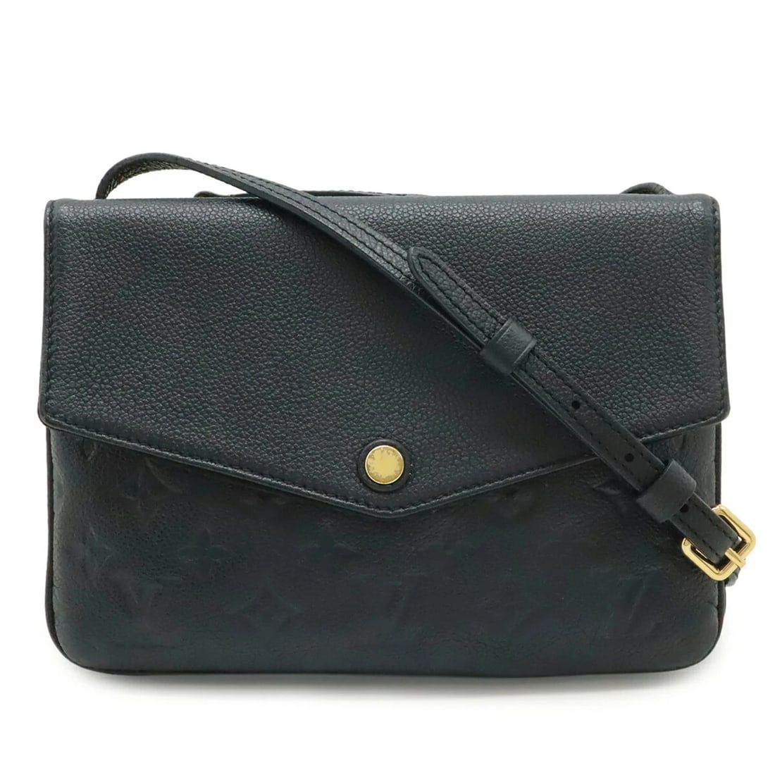LOUIS VUITTON MONOGRAM EMPREINTE TWICE SHOULDER BAG: LOUIS VUITTON Monogram Empreinte Twice Shoulder Bag Brand: Louis Vuitton Type/Style: Shoulder bag Material: Monogram Empreinte Color: Black, Noir Size: (HxWxD) 17cm x 23.5cm x 3cm / 6.69inch x 9.25inc