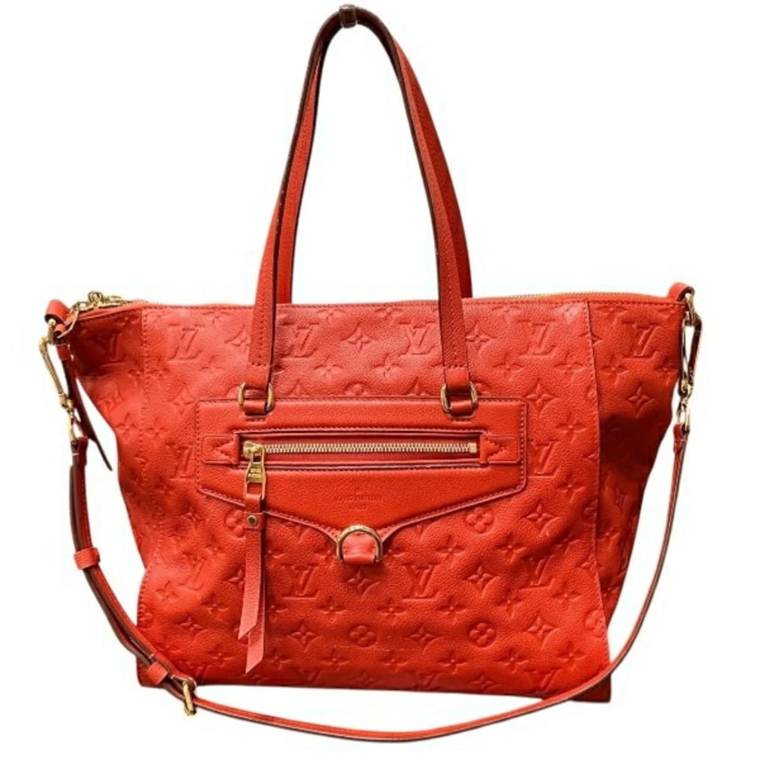 LOUIS VUITTON MONOGRAM EMPREINTE LUMINEUSE HANDBAG: Louis Vuitton Monogram Empreinte Lumineuse Handbag Brand: Louis Vuitton Type/Style: Handbag, Tote bag Material: Monogram , Canvas , PVC , Coated canvas Color: Auriane Size: (HxWxD) 29cm x 34cm x 17.5c