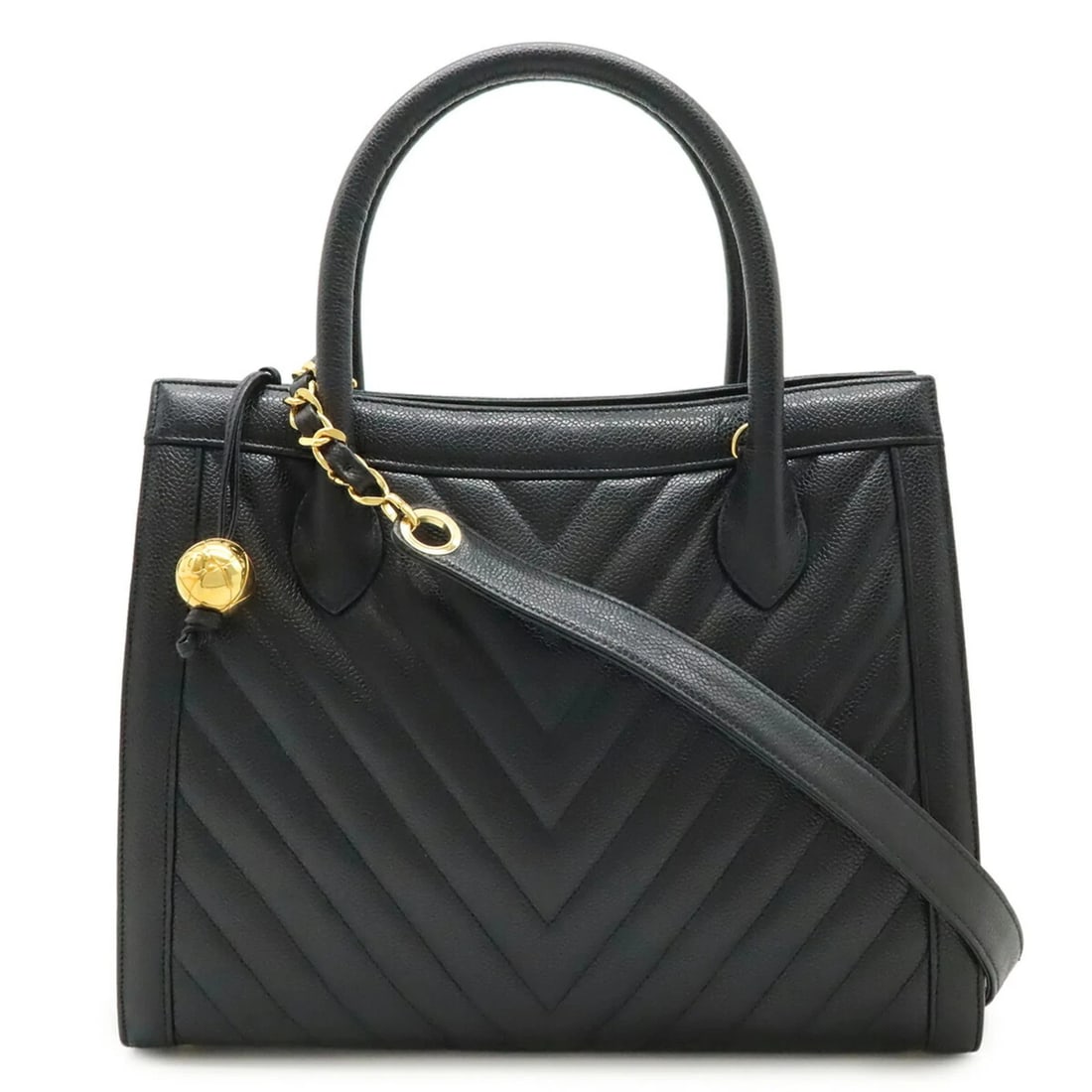CHANEL CHEVRON V-STITCH HANDBAG SHOULDER BAG: CHANEL Chevron V-stitch Handbag Shoulder Bag Brand: Chanel Type/Style: Handbag, Shoulder bag Material: Leather Color: Black Size: (HxWxD) 27cm x 33cm x 11cm / 10.62inch x 12.99inch x 4.33inch Acce