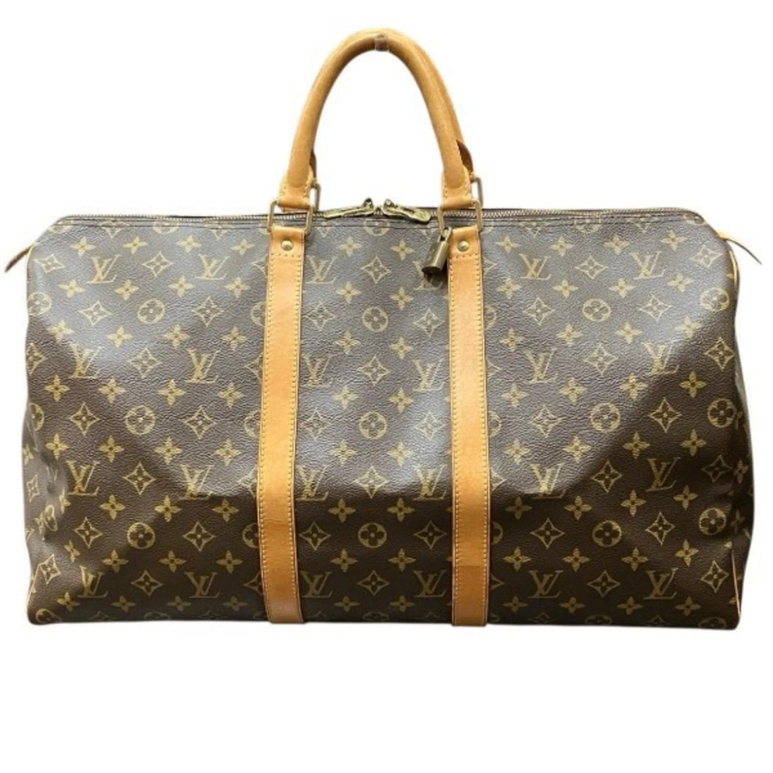 LOUIS VUITTON MONOGRAM KEEPALL 50 HANDBAG BOSTON BAG: Louis Vuitton Monogram Keepall 50 Handbag Boston Bag Brand: Louis Vuitton Type/Style: Boston bag, Handbag Material: Monogram Color: Brown Size: (HxWxD) 28cm x 50cm x 22cm / 11.02inch x 19.68inch x