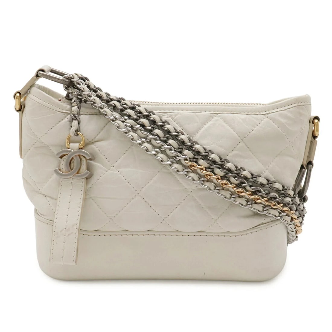 CHANEL GABRIELLE DE CHANEL SMALL HOBO CHAIN SHOULDER BAG: CHANEL Gabrielle de Chanel Small Hobo Chain Shoulder Bag Brand: Chanel Type/Style: Shoulder bag Material: Ivory Color: Ivory, White Size: (HxWxD) 15cm x 20.5cm x 8.5cm / 5.9inch x 8.07inch x 3.34inch