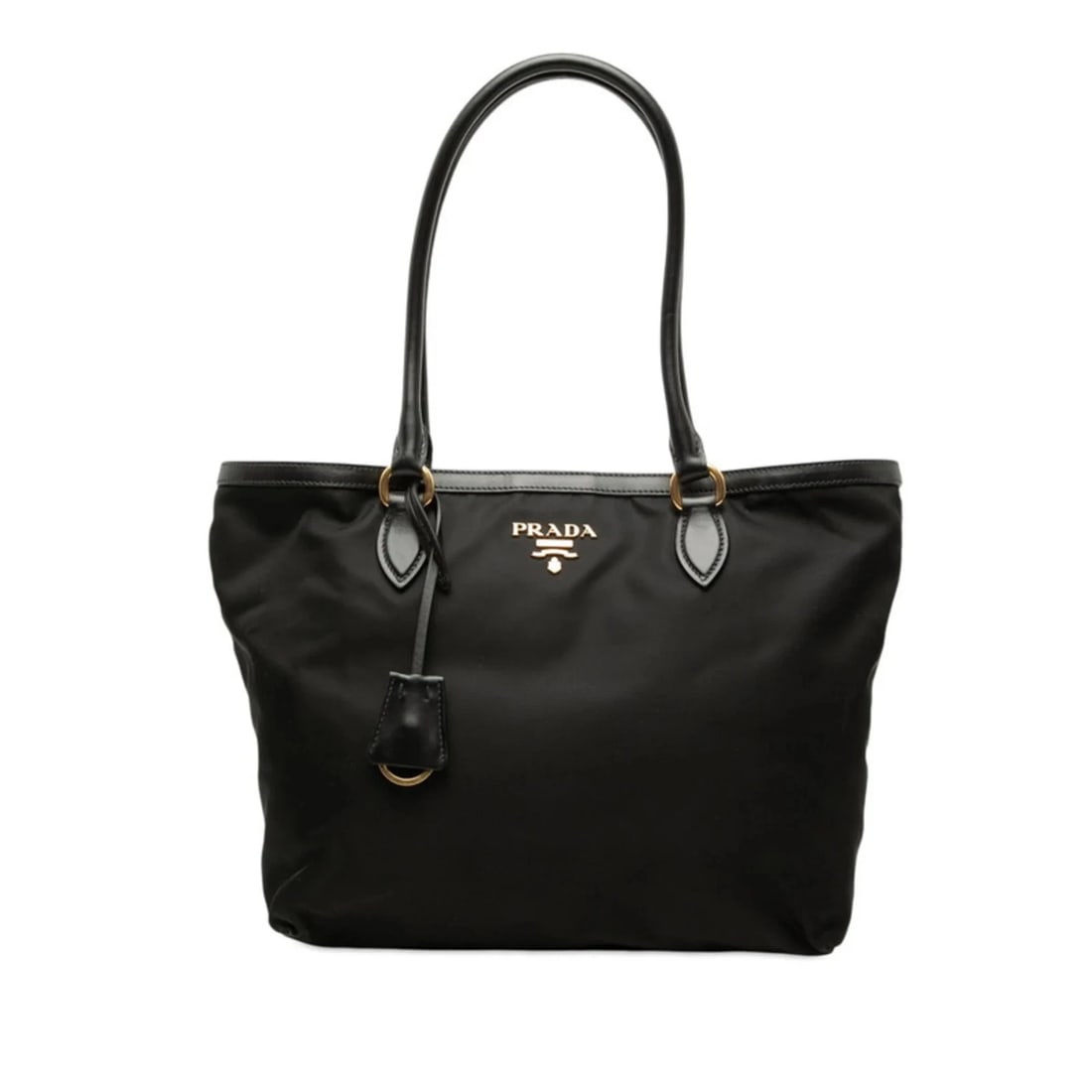 PRADA LOGO TOTE BAG HANDBAG BLACK NYLON LEATHER: Prada Logo Tote Bag Handbag Black Nylon Leather Brand: Prada Type/Style: Handbag, Tote bag Material: Nylon , Leather Color: Black Size: (HxWxD) 23cm x 28cm x 14cm / 9.05inch x 11.02inch x 5.51inch