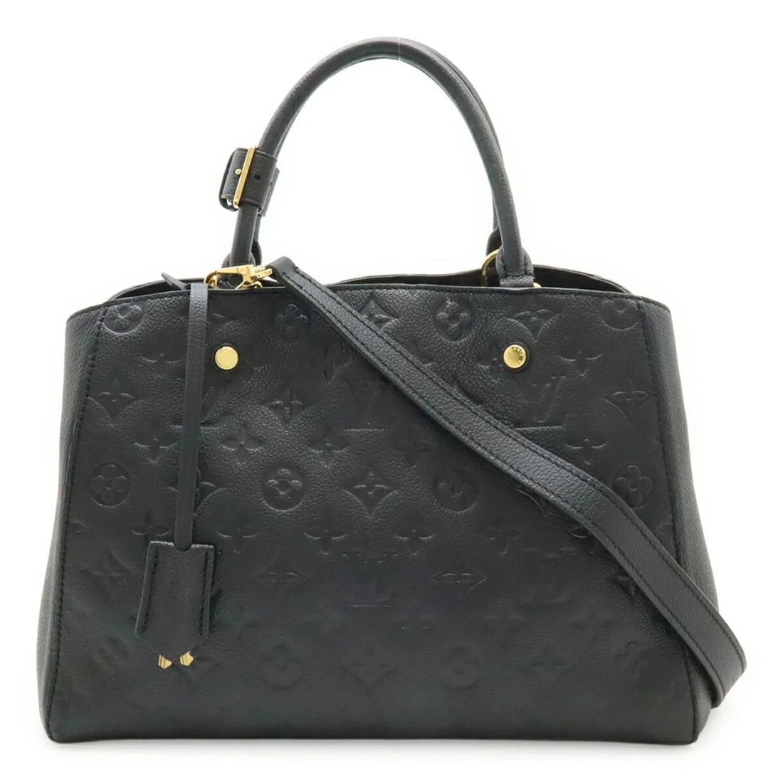 LOUIS VUITTON MONOGRAM EMPREINTE MONTAIGNE HANDBAG: LOUIS VUITTON Monogram Empreinte Montaigne Handbag Brand: Louis Vuitton Type/Style: Handbag, Shoulder bag Material: Leather Color: Black, Noir Size: (HxWxD) 24cm x 30cm x 16cm / 9.44inch x 11.81inch