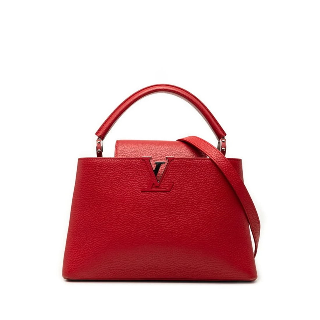 LOUIS VUITTON CAPUCINES PM HANDBAG SHOULDER BAG: Louis Vuitton Capucines PM Handbag Shoulder Bag Brand: Louis Vuitton Type/Style: Handbag, Shoulder bag Material: Leather Color: Red color, Ruby Size: (HxWxD) 20cm x 31cm x 11cm / 7.87inch x 12.2inch x