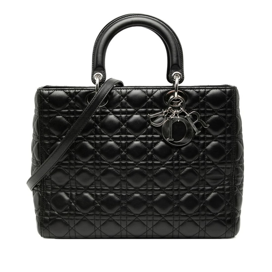 CHRISTIAN DIOR DIOR CANNAGE LADY HANDBAG/SHOULDER BAG: Christian Dior Dior Cannage Lady Handbag/Shoulder Bag Brand: Christian Dior Type/Style: Handbag, Shoulder bag Material: Leather Color: Black Size: (HxWxD) 25cm x 31.5cm x 12cm / 9.84inch x 12.4inch x