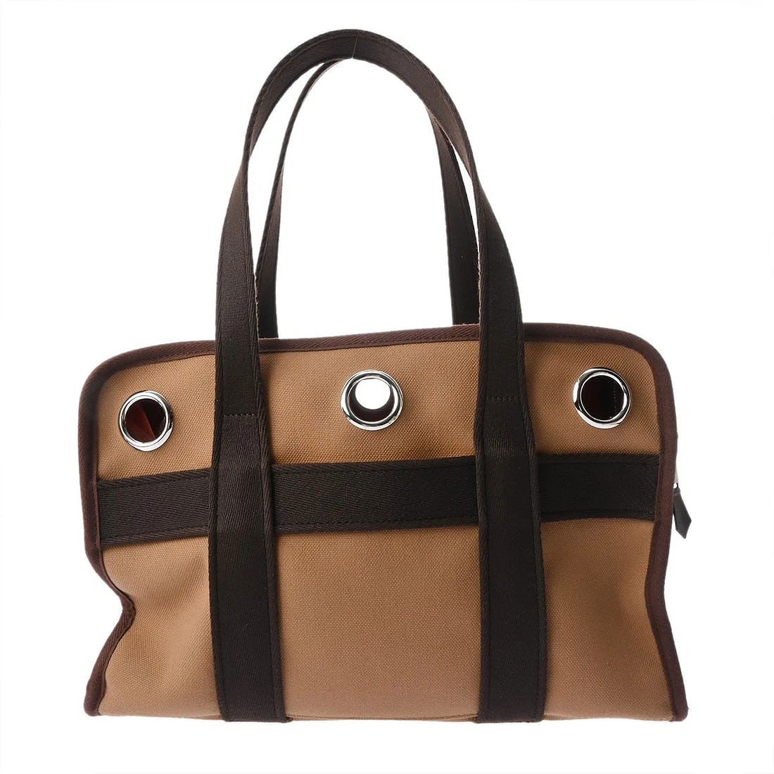 HERMES DOG BAGS BOSTON BAG: HERMES Dog Bags Boston bag Brand: HERMES Type: Boston bag Material: Canvas with Leather Color: Brown Size: W13.8 x H9.4x D5.9inch Accessories: None Accessories Notice: When purchasing pre-owned