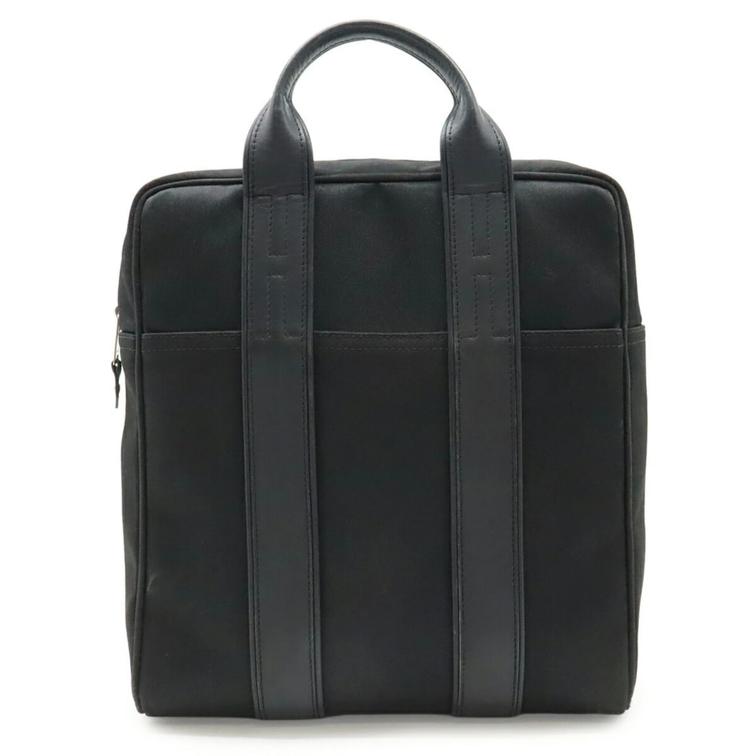 HERMES ACAPULCO SAC AUX BACKPACK TOTE BAG: HERMES Acapulco Sac aux Backpack Tote Bag Brand: Hermes Type/Style: Backpack, Tote bag Material: Toile chevron , Leather Color: Black Size: (HxWxD) 30cm x 27.5cm x 9cm / 11.81inch x 10.82inch x