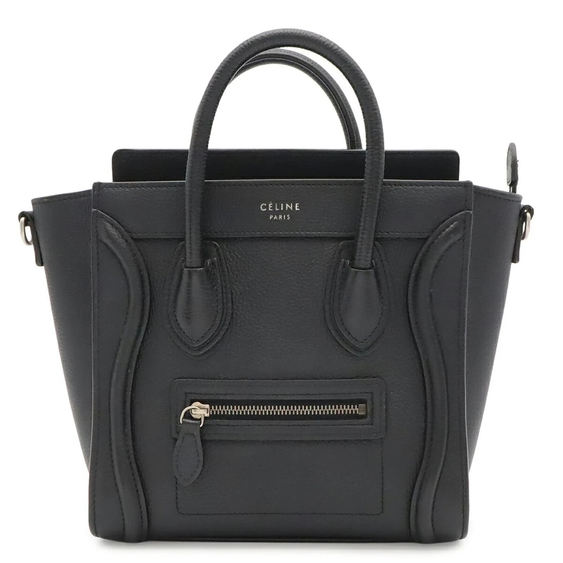 CELINE LUGGAGE NANO SHOPPER HANDBAG, LEATHER: CELINE Luggage Nano Shopper Handbag, Leather Brand: Celine Type/Style: Handbag Material: Leather Color: Black Size: (HxWxD) 19.5cm x 9.5cm / 7.67inch x 3.74inch Accessories: None Accessories Notice: