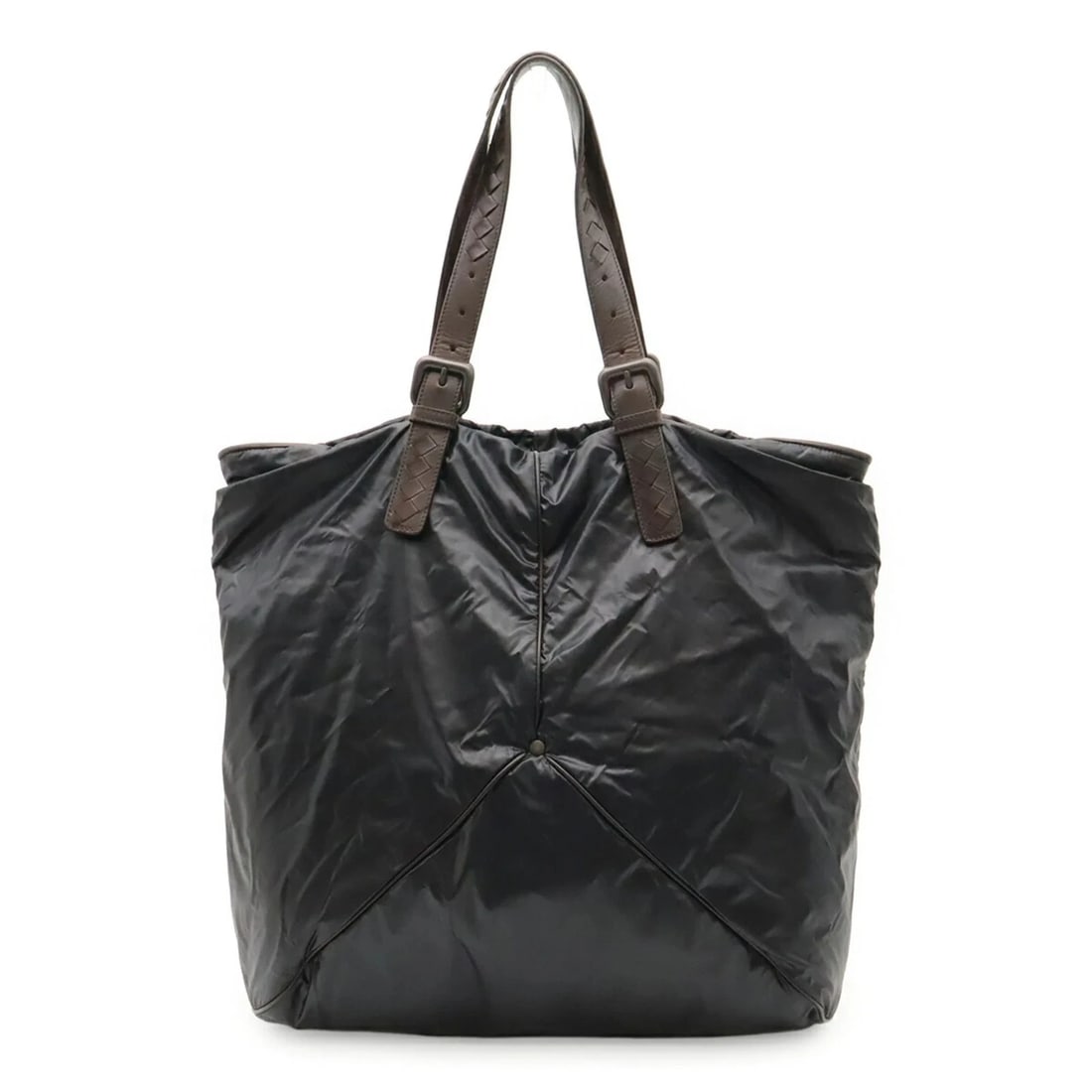 BOTTEGA VENETA SPINNAKER TOTE BAG: BOTTEGA VENETA Spinnaker Tote Bag Brand: Bottega Veneta Type/Style: Shoulder bag, Tote bag Material: Nylon , Leather Color: Black, Dark brown Size: (HxWxD) 41cm x 38cm x 10cm / 16.14inch x 14.96inch