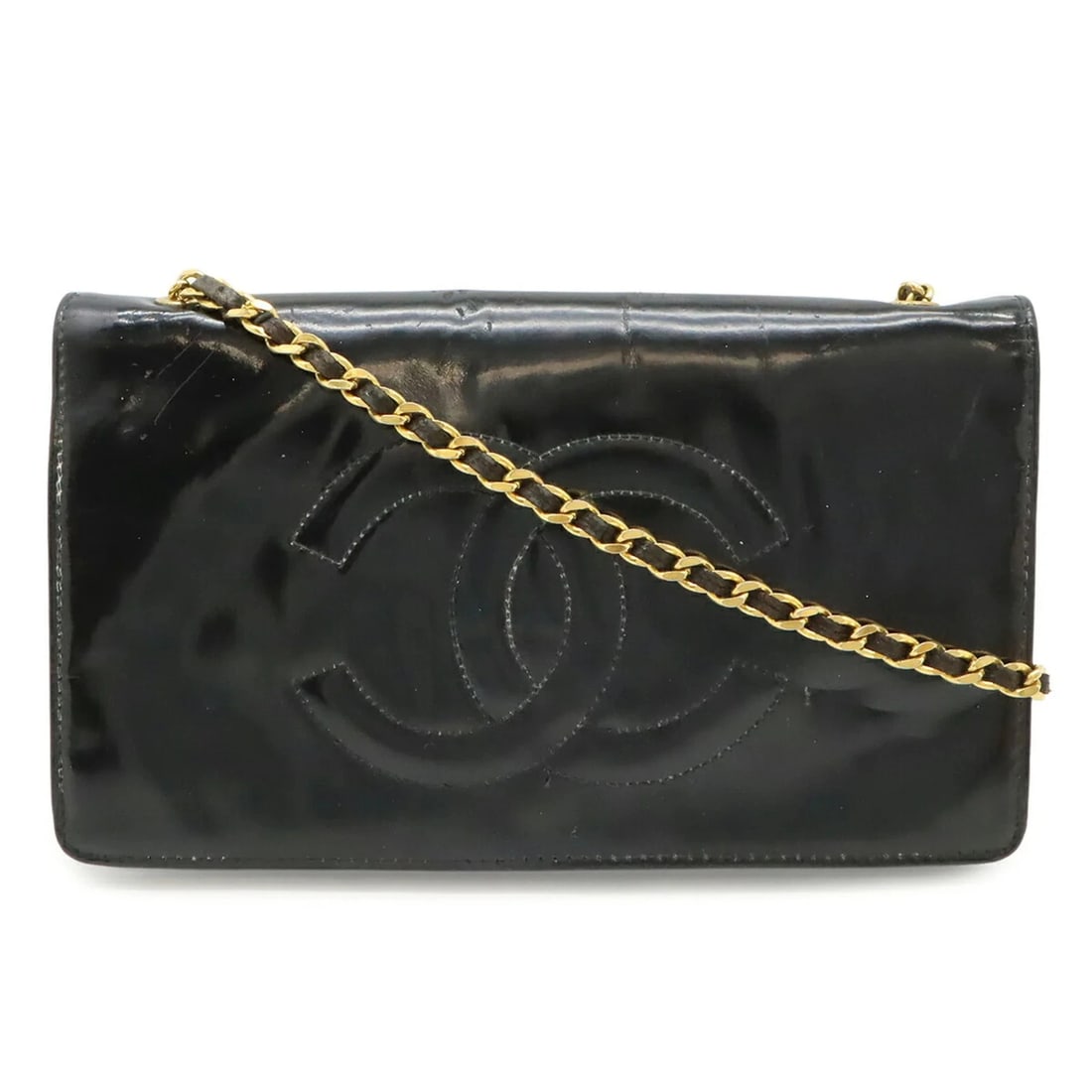 CHANEL COCO MARK WALLET CHAIN SHOULDER BAG: CHANEL Coco Mark Wallet Chain Shoulder Bag Brand: Chanel Type/Style: Pochette, Shoulder bag Material: Leather Color: Black Size: (HxWxD) 12cm x 21cm x 2cm / 4.72inch x 8.26inch x 0.78inch