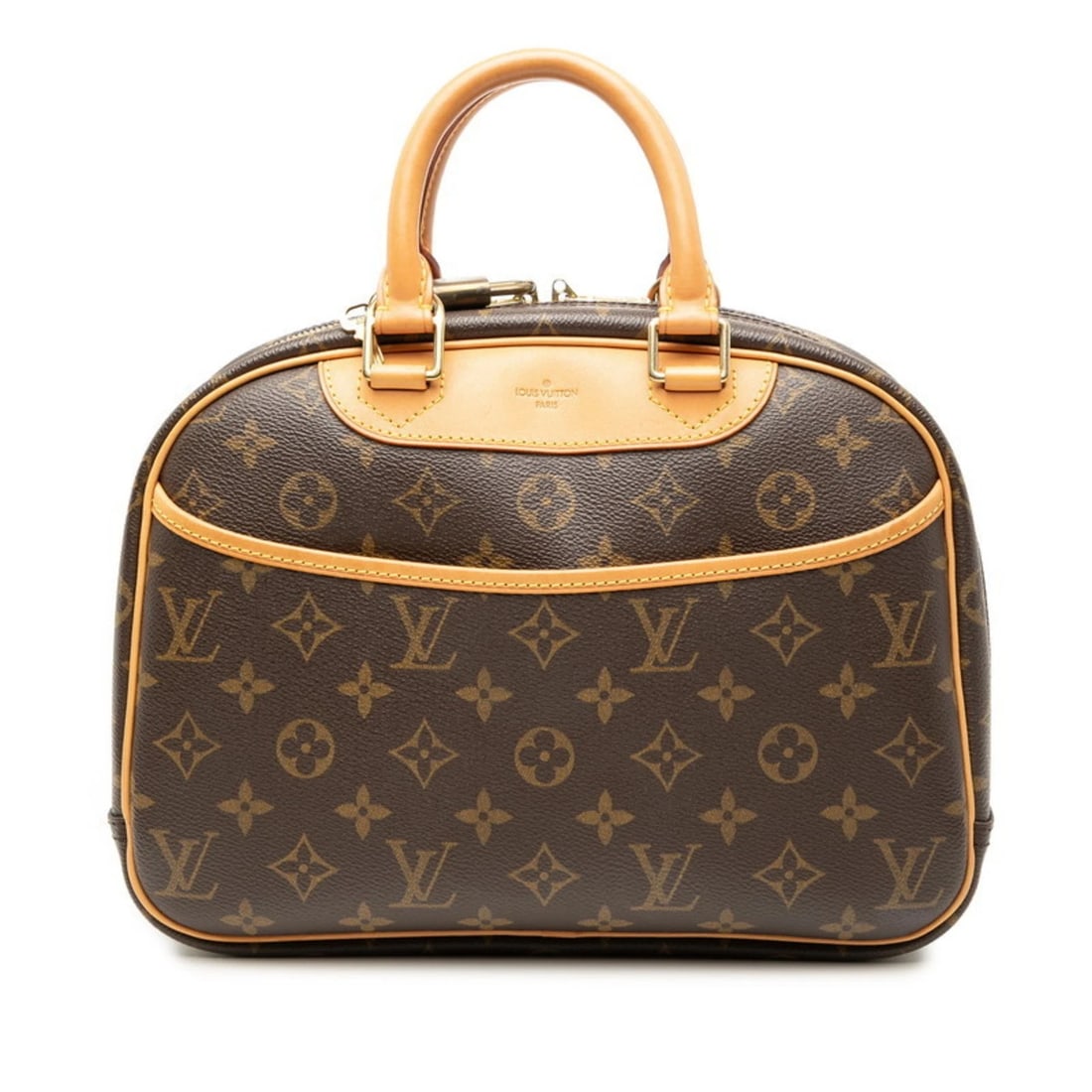 LOUIS VUITTON MONOGRAM TROUVILLE HANDBAG BROWN LEATHER: Louis Vuitton Monogram Trouville Handbag Brown Leather Brand: Louis Vuitton Type/Style: Handbag Material: PVC , Leather Color: Brown Size: (HxWxD) 21cm x 28cm x 10cm / 8.26inch x 11.02inch x 3.93inch