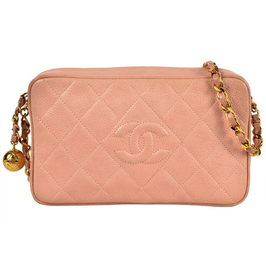 CHANEL MATELASSE CHAIN SHOULDER BAG: CHANEL Matelasse Chain Shoulder Bag Brand: Chanel Type/Style: Shoulder bag Material: Grained Calfskin Color: Pink Size: (HxWxD) 12cm x 21cm x 7cm / 4.72inch x 8.26inch x 2.75inch Accessories: None