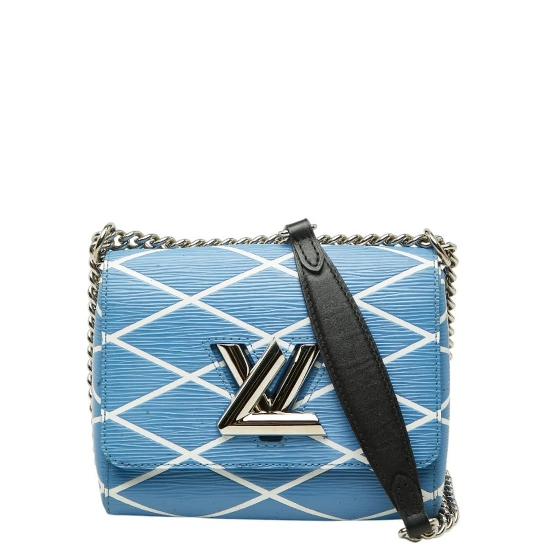LOUIS VUITTON EPI MALTAGE TWIST PM CHAIN SHOULDER BAG: Louis Vuitton Epi Maltage Twist PM Chain Shoulder Bag Brand: Louis Vuitton Type/Style: Shoulder bag Material: Leather Color: Blue, White Size: (HxWxD) 15cm x 19cm x 8.5cm / 5.9inch x 7.48inch x 3.34in
