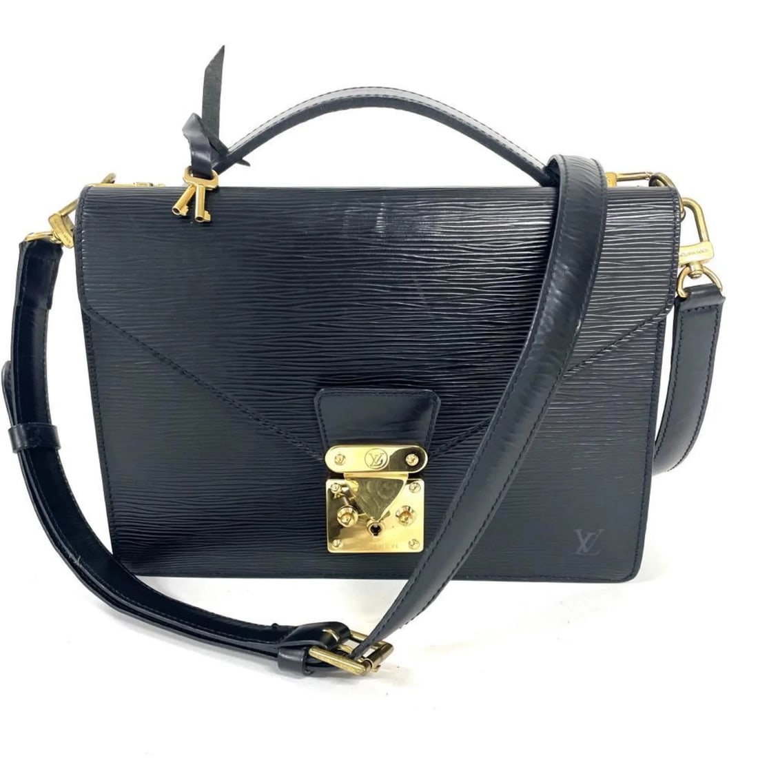 LOUIS VUITTON HANDBAG EPI NOIR LEATHER: LOUIS VUITTON Handbag Epi Noir Leather Brand: Louis Vuitton Type/Style: Handbag Material: Epi leather Color: Black, Noir Size: (HxWxD) 19cm x 26cm x 5.5cm / 7.48inch x 10.23inch x 2.16inch Accesso