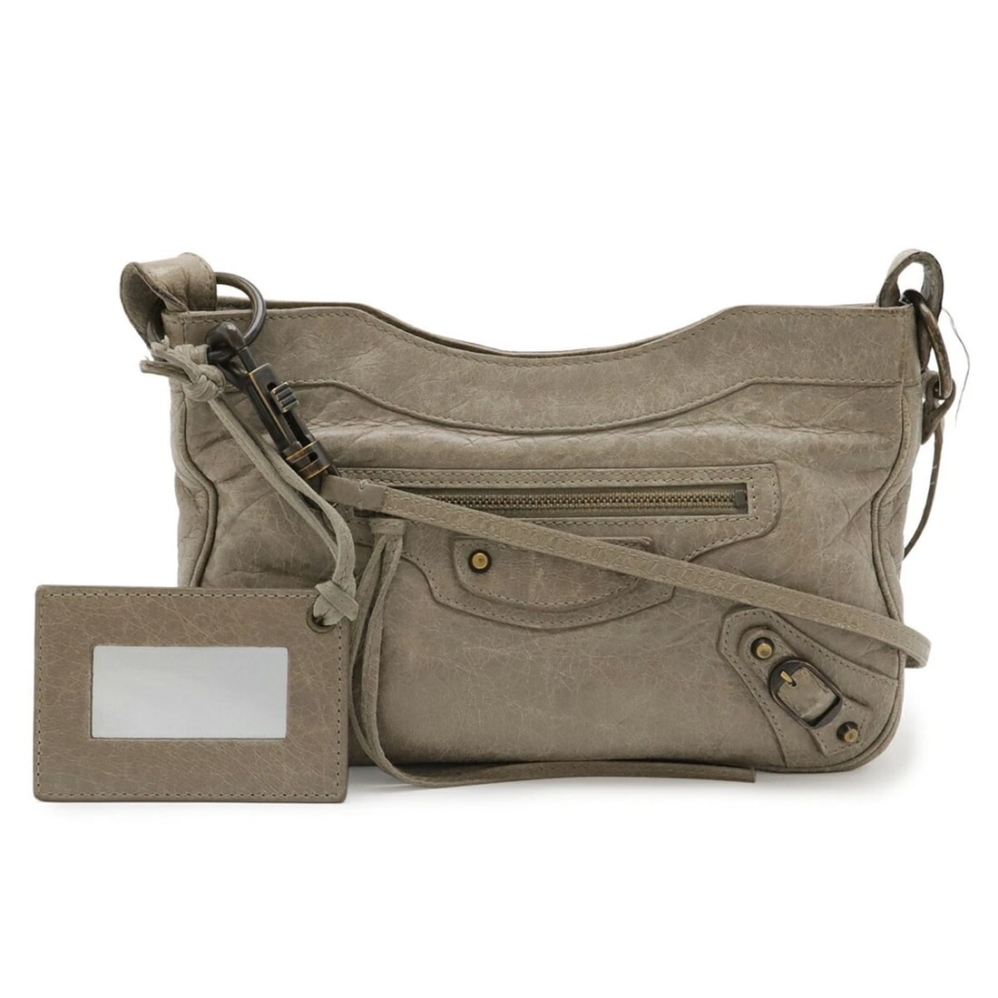 BALENCIAGA THE HIP SHOULDER BAG/POCHETTE/CLUTCH: BALENCIAGA The Hip Shoulder Bag/Pochette/Clutch Brand: Balenciaga Type/Style: Clutch bag, Pochette, Shoulder bag Material: Leather Color: Grayish Size: (HxWxD) 14cm x 23cm x 5cm / 5.51inch x 9.05inch