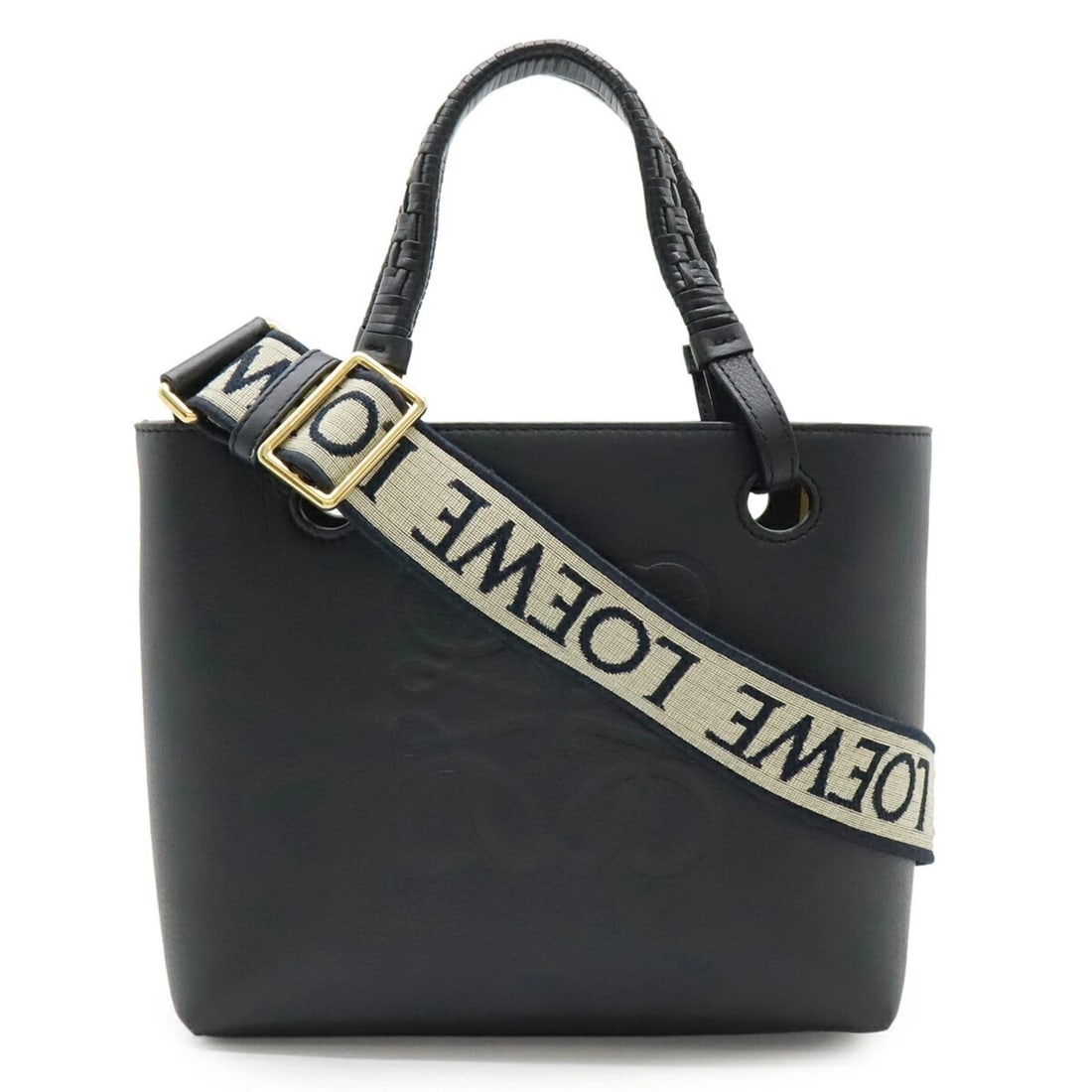 LOEWE INFLATED ANAGRAM TOTE MINI BAG, HANDBAG: LOEWE Inflated Anagram Tote Mini Bag, Handbag Brand: Loewe Type/Style: Handbag, Shoulder bag, Tote bag Material: Leather Color: Black Size: (HxWxD) 19cm x 22cm x 8cm / 7.48inch x 8.66inch x 3.14inch