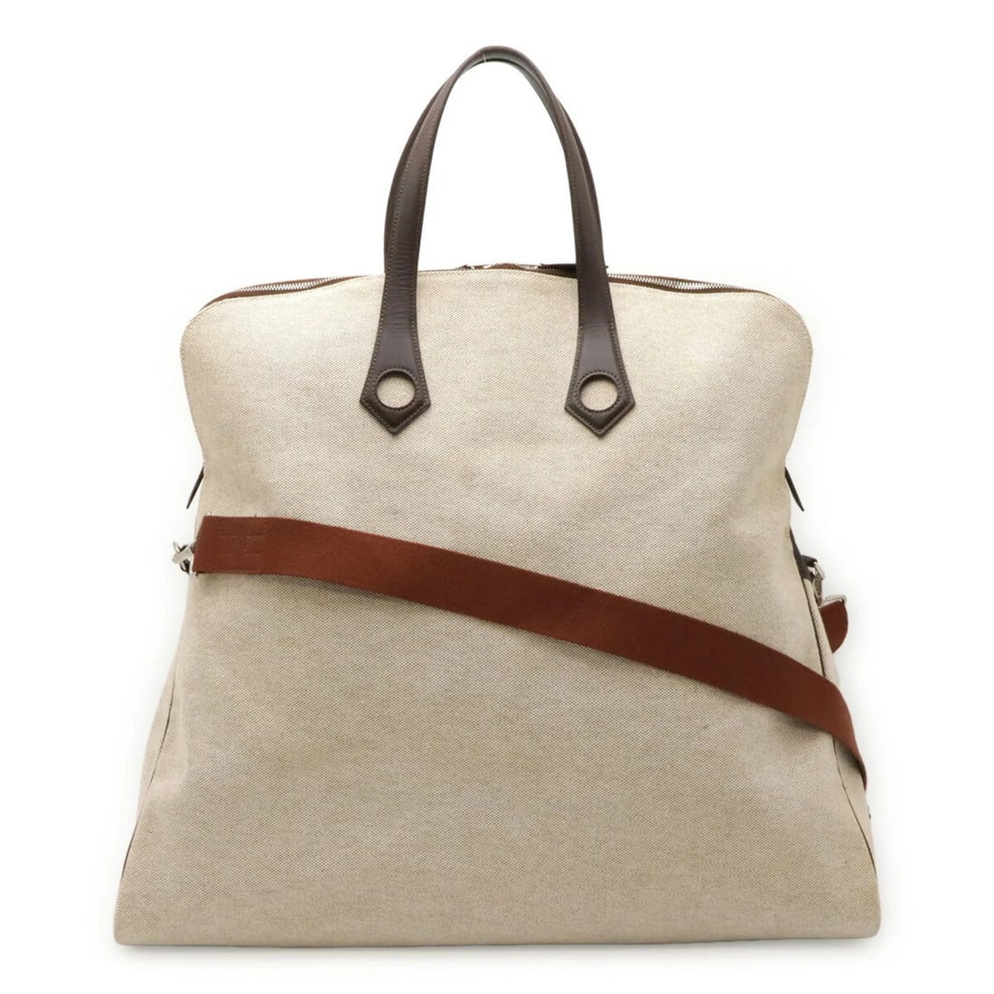 HERMES SAC YBOU MM TOTE BAG HANDBAG TOILE H LEATHER: HERMES Sac Ybou MM Tote Bag Handbag Toile H Leather Brand: Hermes Type/Style: Handbag, Tote bag Material: Toile H , Leather Color: Brown, Natural Size: (HxWxD) 34cm x 40cm x 7cm / 13.38inch x 15.74inc