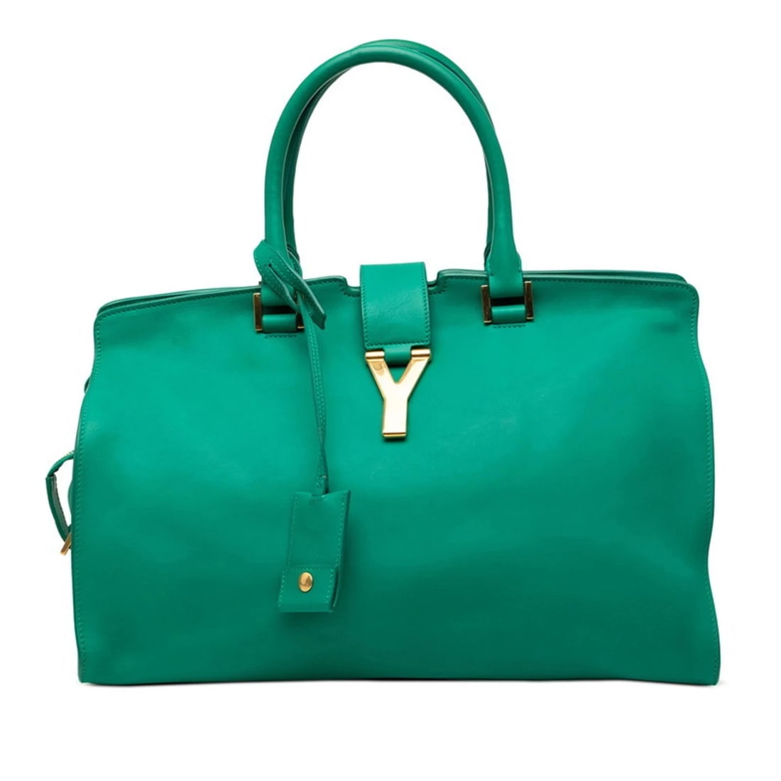 SAINT LAURENT Y-LINE CABAS CLASSIC HANDBAG TOTE BAG: Saint Laurent Y-Line Cabas Classic Handbag Tote Bag Brand: Saint Laurent Type/Style: Handbag, Tote bag Material: Leather Color: Green Size: (HxWxD) 22cm x 36cm x 16cm / 8.66inch x 14.17inch x