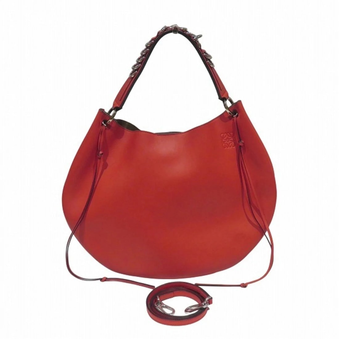 LOEWE FORTUNE HOBO 3-WAY LEATHER RED HANDBAG SHOULDER BAG: Loewe Fortune Hobo 3-Way Leather Red Handbag Shoulder Bag Brand: Loewe Type/Style: Handbag, Shoulder bag Material: Leather Color: Red color Size: (HxWxD) 27cm x 42cm x 9cm / 10.62inch x 16.53inch x