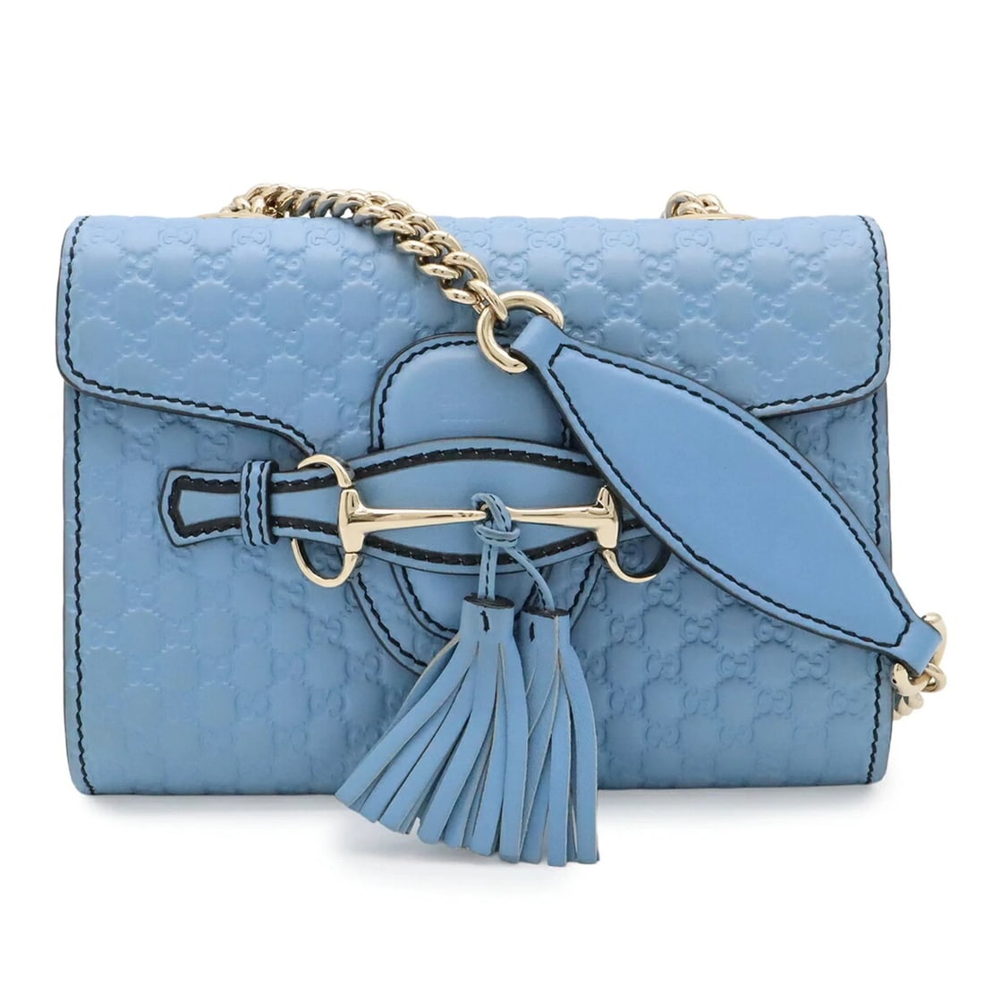 GUCCI MICROGUCCISSIMA EMILIE CHAIN SHOULDER BAG: GUCCI Microguccissima Emilie Chain Shoulder Bag Brand: Gucci Type/Style: Pochette, Shoulder bag Material: None Color: Light blue Size: (HxWxD) 13cm x 18cm x 4.5cm / 5.11inch x 7.08inch x 1.77inch