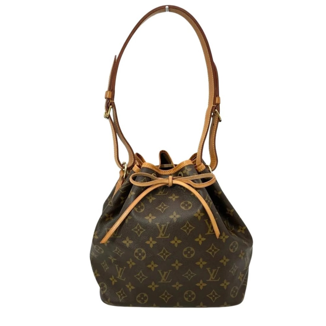 LOUIS VUITTON PETIT NOE SHOULDER BAG, MONOGRAM CANVAS: Louis Vuitton Petit Noe Shoulder Bag, Monogram Canvas Brand: Louis Vuitton Type/Style: Shoulder bag Material: Monogram Color: Brown Size: (HxWxD) 26cm x 24cm x 18cm / 10.23inch x 9.44inch x 7.08inch