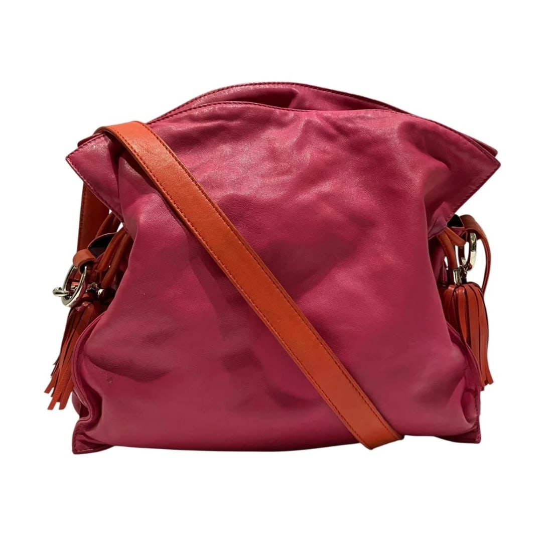 LOEWE SHOULDER BAG LEATHER: Loewe Shoulder Bag Leather Brand: Loewe Type/Style: Shoulder bag Material: Leather Color: Pink Size: (HxWxD) 24cm x 28cm x 9cm / 9.44inch x 11.02inch x 3.54inch Accessories: None Accessories Notice: