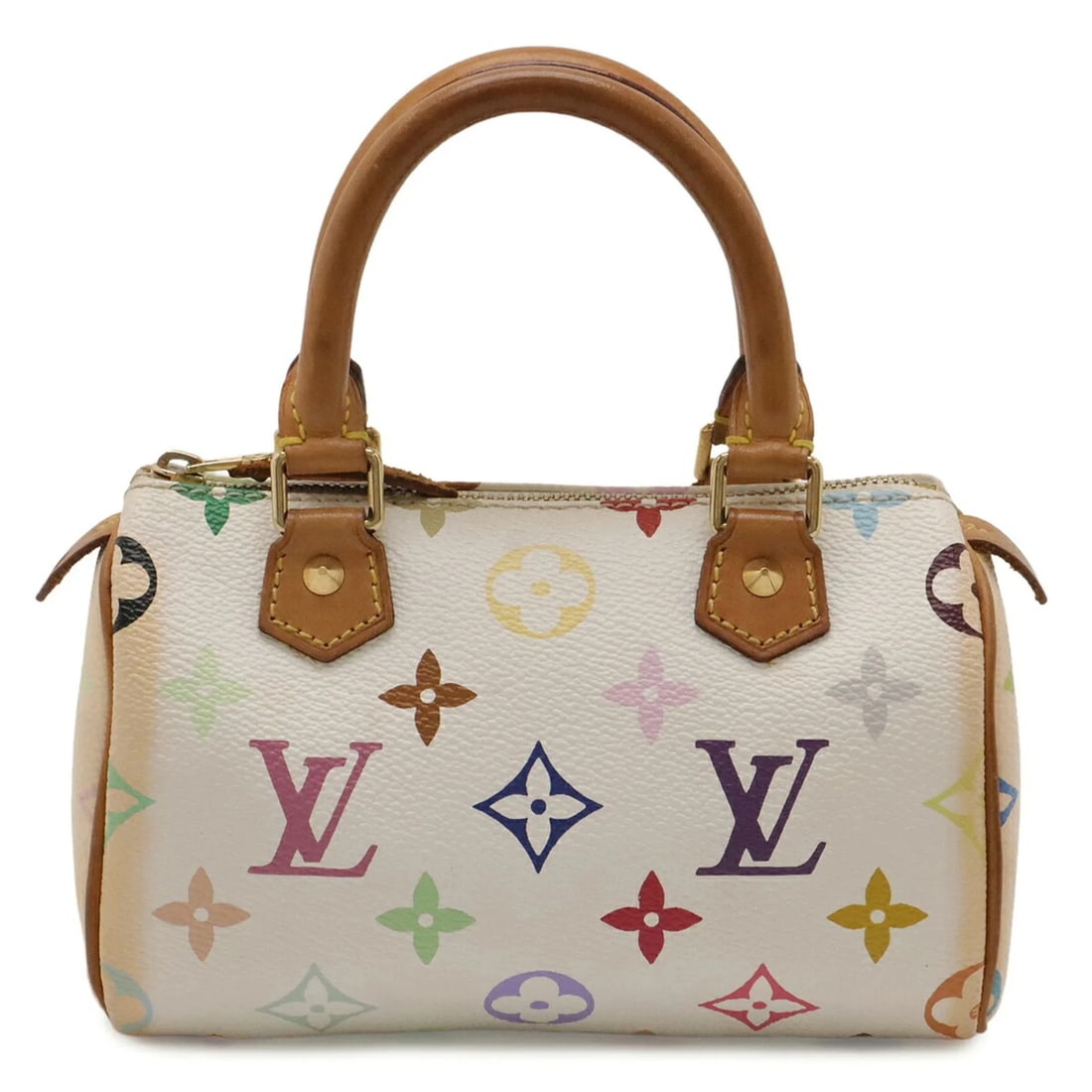 LOUIS VUITTON MONOGRAM MULTICOLOR MINI SPEEDY HANDBAG: LOUIS VUITTON Monogram Multicolor Mini Speedy Handbag Brand: Louis Vuitton Type/Style: Handbag, Pouch Material: Monogram Multicolore Color: Blanc, Monogram, Multi-color, White Size: (HxWxD) 10cm x 16.