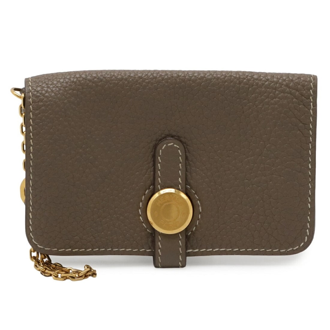 HERMES DOGON KEY WALLET/COIN PURSE, COIN BUSINESS CARD: HERMES Dogon Key Wallet/Coin Purse, Coin Business Card Brand: Hermes Type/Style: Business card case Material: Taurillon clemence leather Color: Etoupe gray Size: (HxWxD) 7.5cm x 12cm / 2.95inch x 4.72