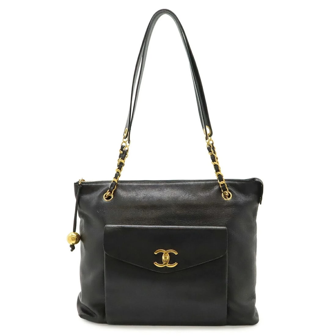 CHANEL COCO MARK TOTE BAG, CHAIN TOTE, SHOULDER BAG: CHANEL Coco Mark Tote Bag, Chain Tote, Shoulder bag Brand: Chanel Type/Style: Shoulder bag, Tote bag Material: Leather Color: Black Size: (HxWxD) 29cm x 36cm x 13cm / 11.41inch x 14.17inch x 5.11inch 