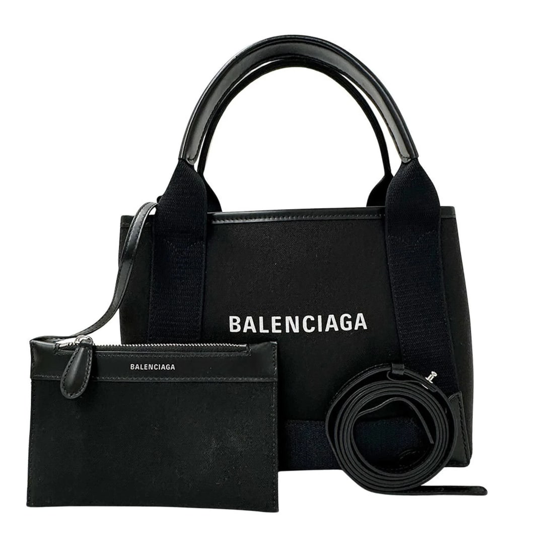 BALENCIAGA HANDBAG, CANVAS, NAVY: Balenciaga Handbag, Canvas, Navy Brand: Balenciaga Type/Style: Handbag Material: Canvas Color: Black Size: (HxWxD) 19cm x 25cm x 7cm / 7.48inch x 9.84inch x 2.75inch Accessories: None Accessories