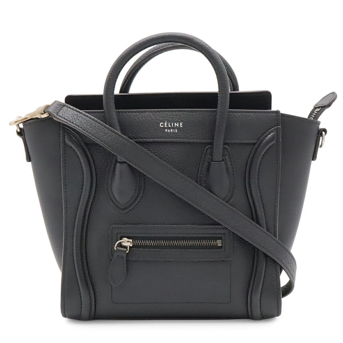CELINE LUGGAGE NANO SHOPPER HANDBAG: CELINE Luggage Nano Shopper Handbag Brand: Celine Type/Style: Handbag, Shoulder bag Material: Leather Color: Black Size: (HxWxD) 19.5cm x 9.5cm / 7.67inch x 3.74inch Accessories: None Accessories