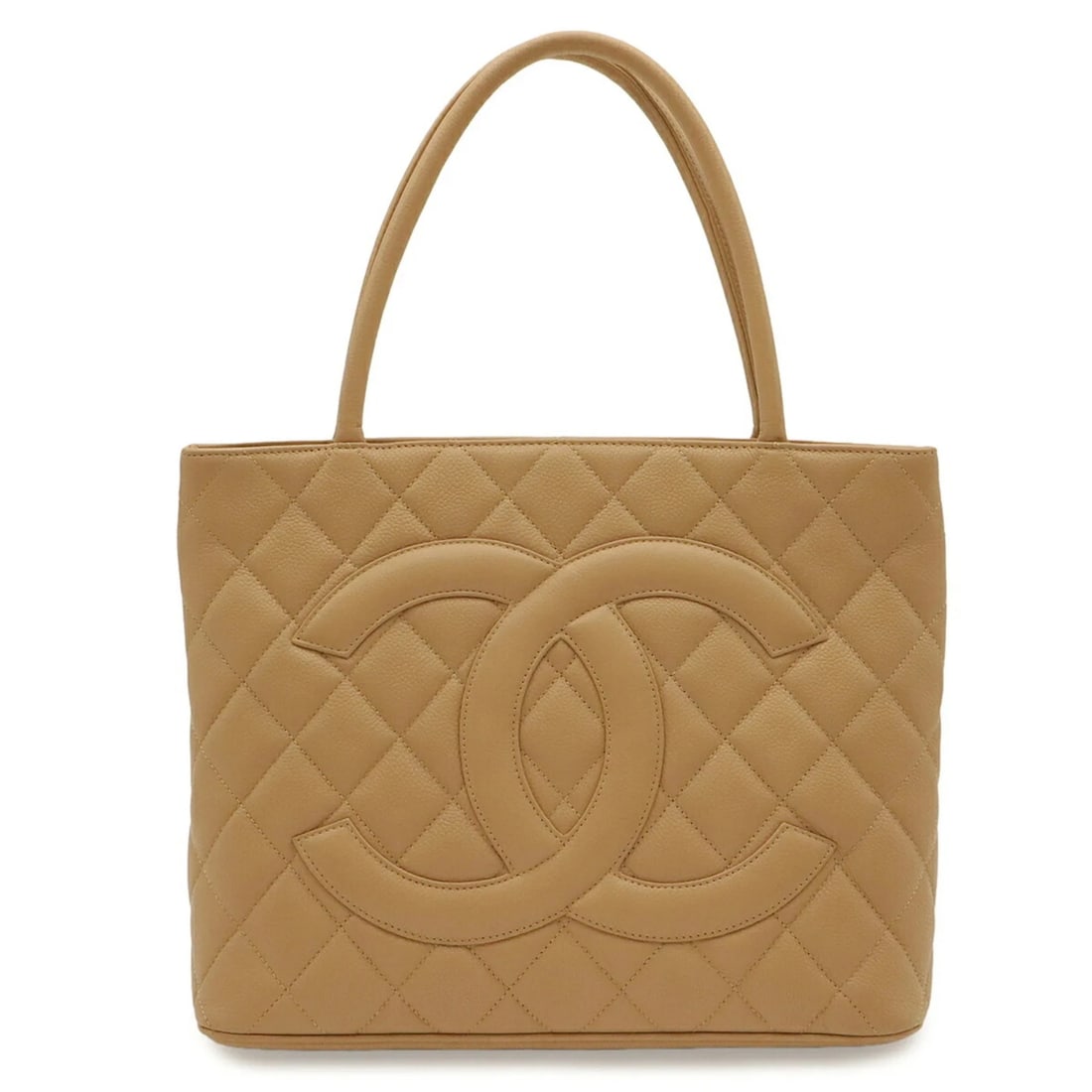 CHANEL MATELASSE COCO MARK REISSUE TOTE BAG: CHANEL Matelasse Coco Mark Reissue Tote Bag Brand: Chanel Type/Style: Shoulder bag, Tote bag Material: Grained Calfskin Color: Beige Size: (HxWxD) 24cm x 29.5cm x 15cm / 9.44inch x 11.61inch x 5.9inch
