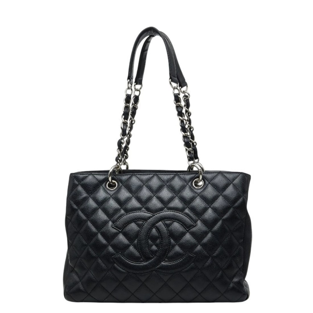CHANEL COCO MARK GRAND SHOPPING TOTE BAG: Chanel Coco Mark Grand Shopping Tote bag Brand: Chanel Type/Style: Shoulder bag Material: Grained Calfskin Color: Black Size: (HxWxD) 23cm x 33cm x 13cm / 9.05inch x 12.99inch x 5.11inch Accessories: