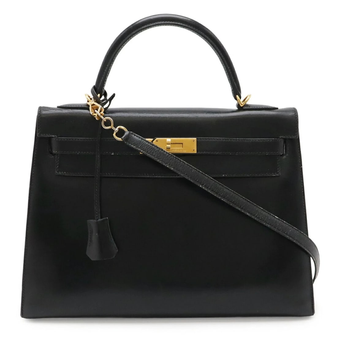HERMES KELLY 32 HANDBAG, EXTERNAL STITCHING: HERMES Kelly 32 handbag, external stitching Brand: Hermes Type/Style: Handbag Material: Box calf leather Color: Black Size: (HxWxD) 23cm x 12cm / 9.05inch x 4.72inch Accessories: None Accessories