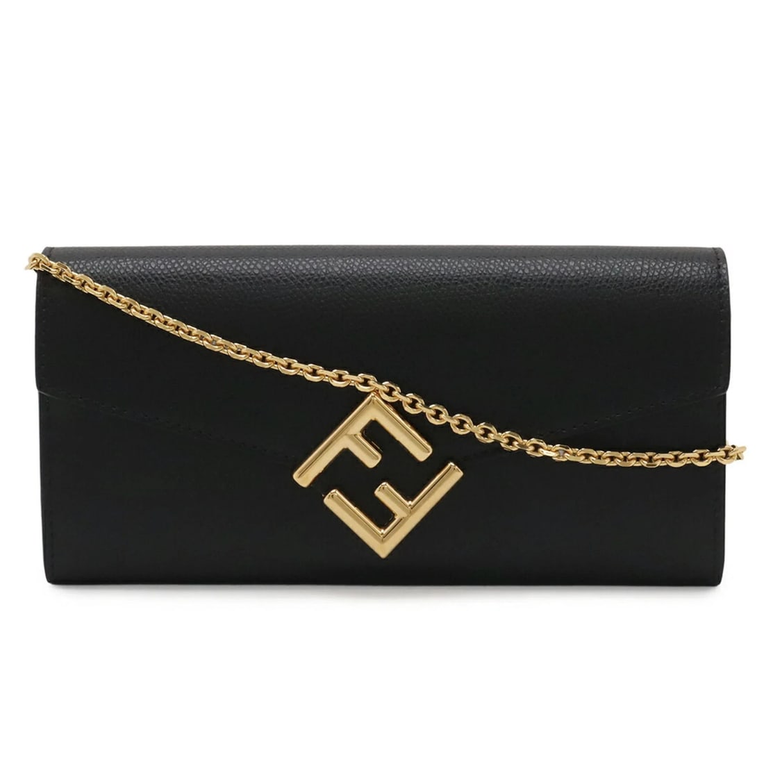 FENDI FF DIAMOND WALLET CHAIN LONG CLUTCH BAG: FENDI FF Diamond Wallet Chain Long Clutch Bag Brand: Fendi Type/Style: Chain/Shoulder wallet Material: Leather Color: Black Size: (HxWxD) 9.5cm x 19cm x 2.5cm / 3.74inch x 7.48inch x 0.98inch Acce
