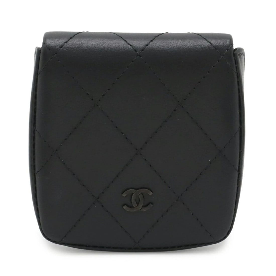 CHANEL COCO MARK WALLET/COIN PURSE, LEATHER, BLACK: CHANEL Coco Mark Wallet/Coin Purse, Leather, Black Brand: Chanel Type/Style: Coin purse/coin case Material: Leather Color: Black Size: (HxWxD) 8.5cm x 8cm / 3.34inch x 3.14inch Accessories: None