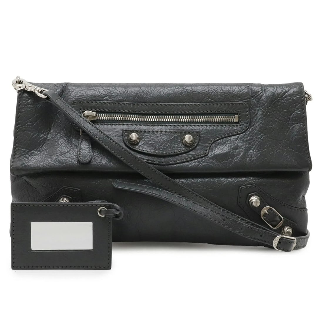 BALENCIAGA THE GIANT ENVELOPE CLUTCH BAG: BALENCIAGA The Giant Envelope Clutch Bag Brand: Balenciaga Type/Style: Clutch bag, Shoulder bag Material: Leather Color: Dark gray Size: (HxWxD) 19cm x 31cm / 7.48inch x 12.2inch Accessories: None