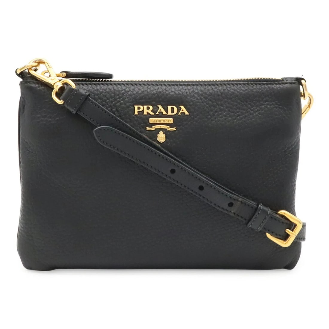 PRADA SHOULDER BAG POCHETTE CLUTCH VITELLO: Prada Shoulder Bag Pochette Clutch Vitello Brand: Prada Type/Style: Clutch bag, Pochette, Shoulder bag Material: Leather Color: Black, Nero Size: (HxWxD) 17cm x 24cm x 1cm / 6.69inch x 9.44inch x