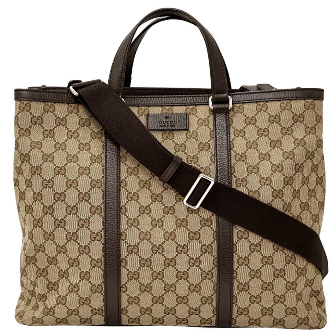 GUCCI HANDBAG FOR WOMEN AND MEN, GG CANVAS, 2-WAY: Gucci handbag for women and men, GG canvas, 2-way Brand: Gucci Type/Style: Handbag, Shoulder bag, Tote bag Material: GG canvas Color: Beige, Brown Size: (HxWxD) 31cm x 40cm x 12.5cm / 12.2inch x